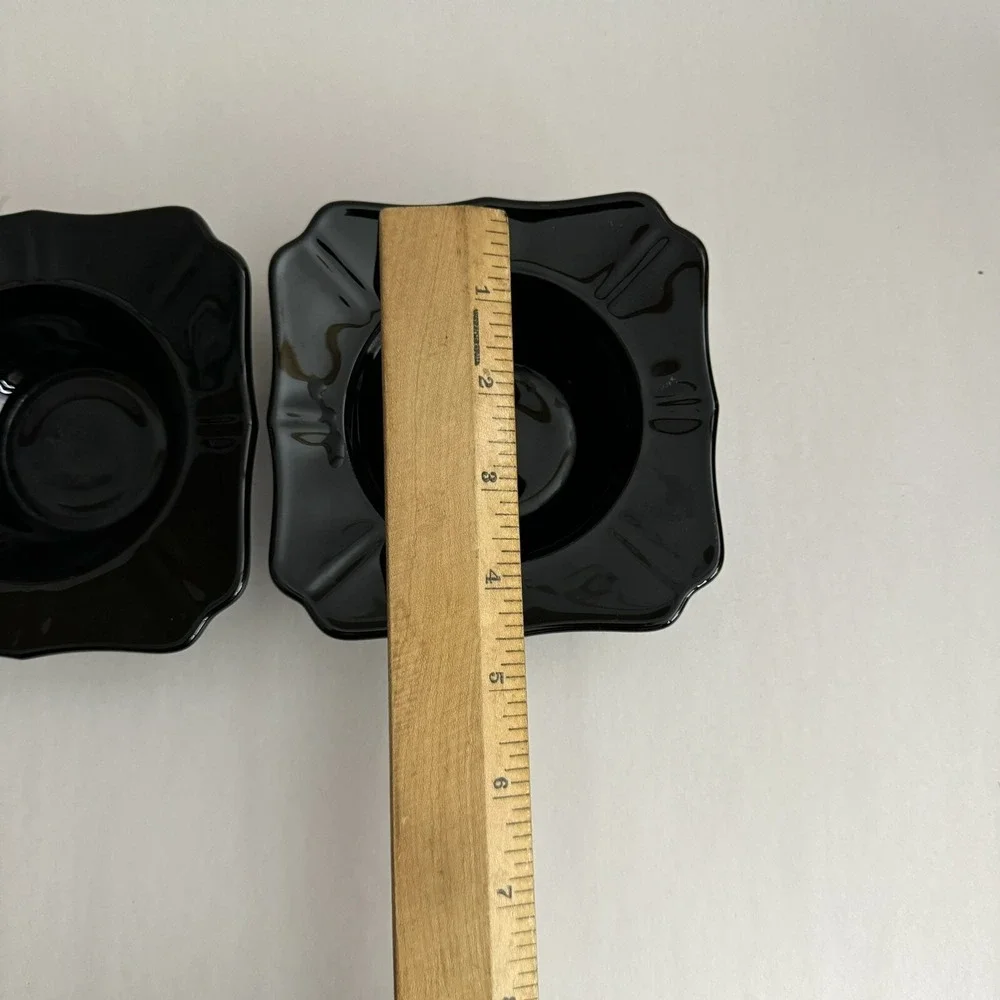 Vintage Black Amethyst Glass Square‎ Bowls Small Relish Nut 4.5